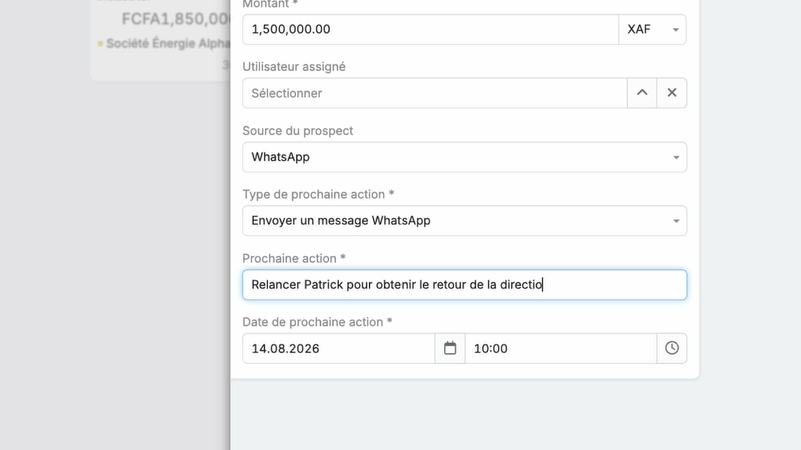 Actions commerciales organisées dans Lumora CRM