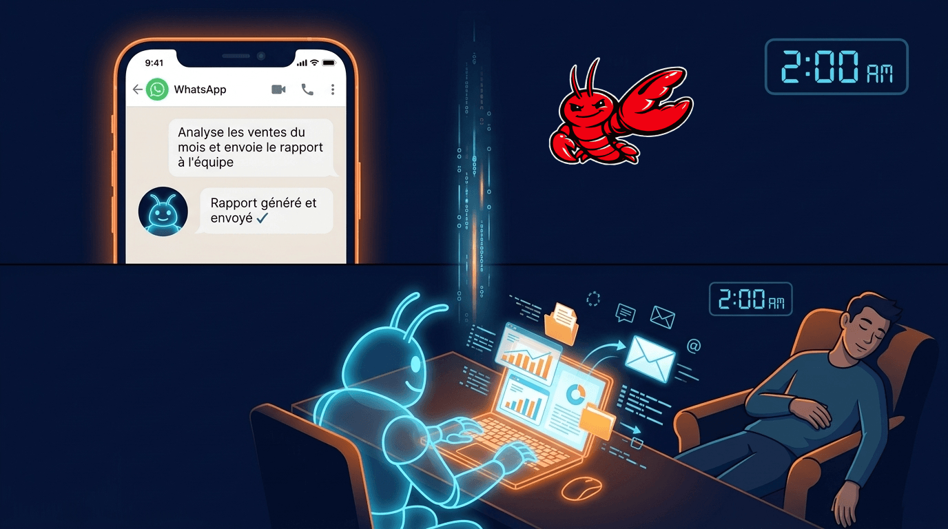 Illustration de l'article : OpenClaw : L'Agent IA qui Travaille Pendant que Vous Dormez — Ce que Toute PME Doit Savoir en 2026
