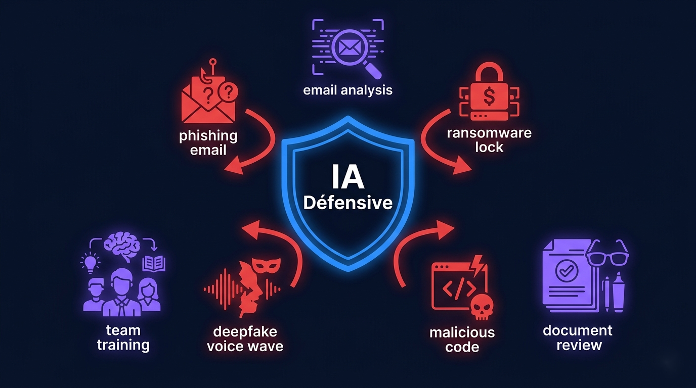 Schéma illustrant l'IA en cyberdéfense pour PME africaine